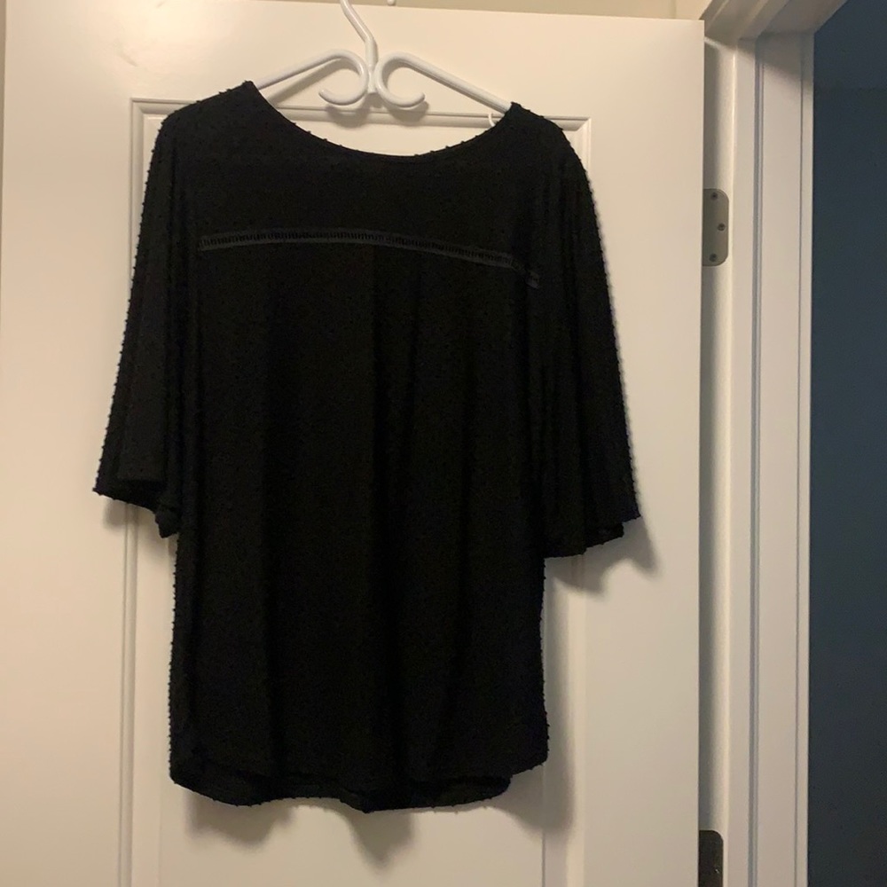 Black Bell sleeve top with texture detail